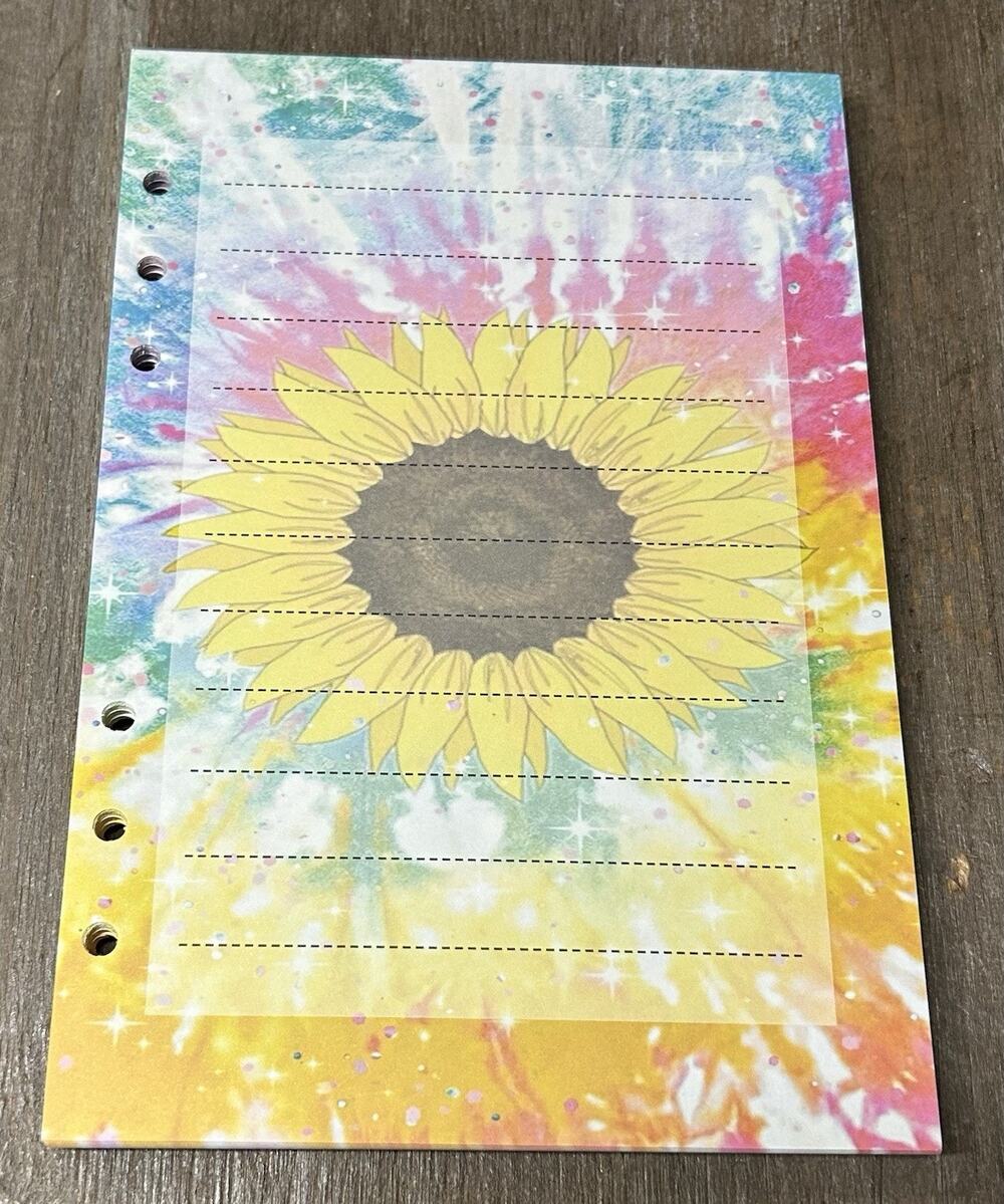 Tye Dye Sunflower Size A5 Refill Paper (50 Sheets)